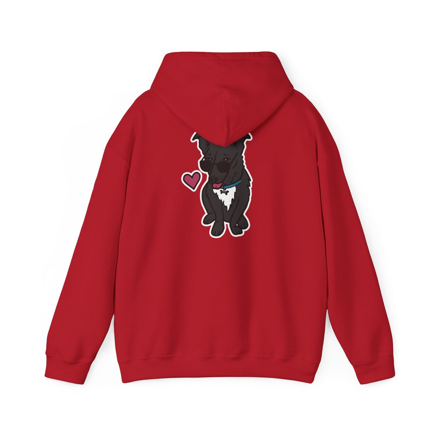 Nora the Dog Heart Hoodie Back Design (Sticker Style Nora) - Nora Hooded Sweatshirt