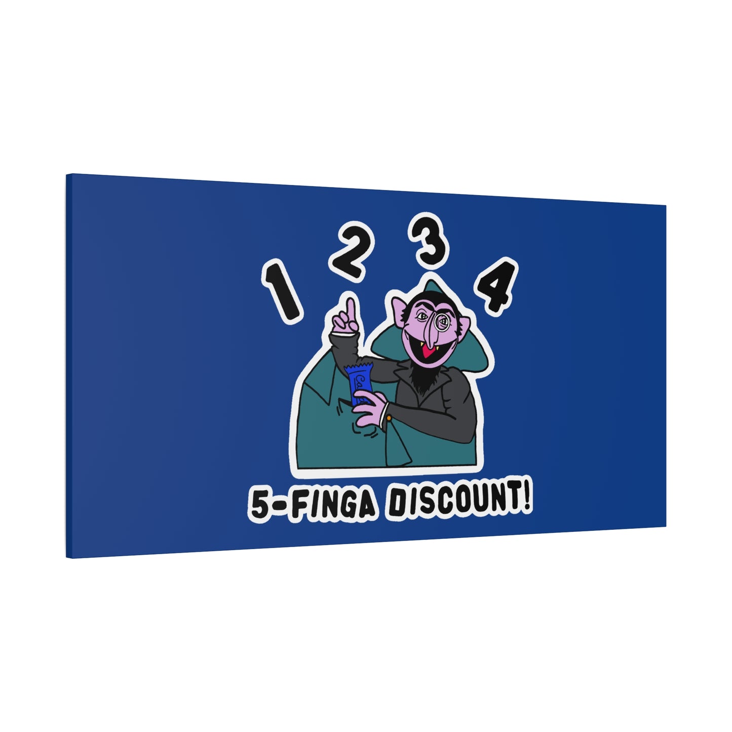 Five Finger Discount Canvas Print Dark Blue - Sesame Street The Count Parody Art Print