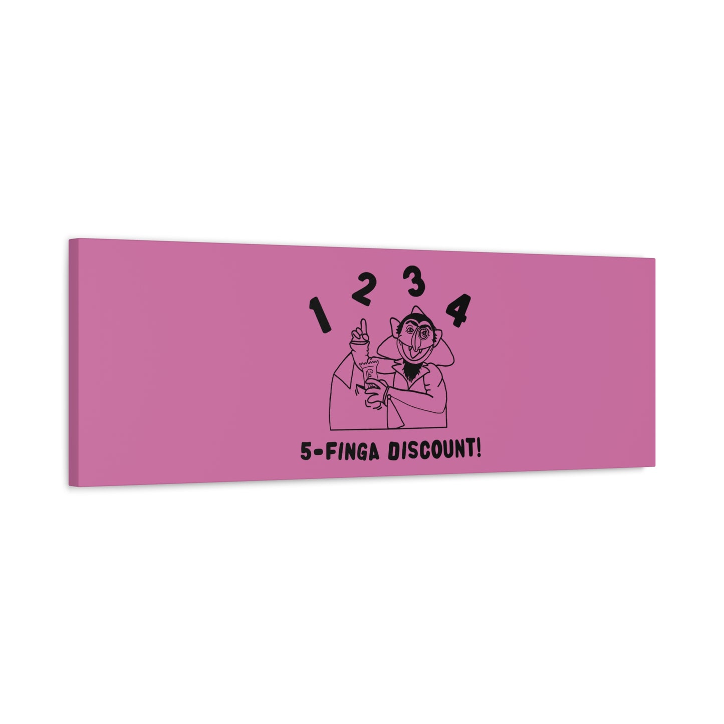 Five Finger Discount Outline Canvas Print Light Pink - Sesame Street The Count Parody Art Print