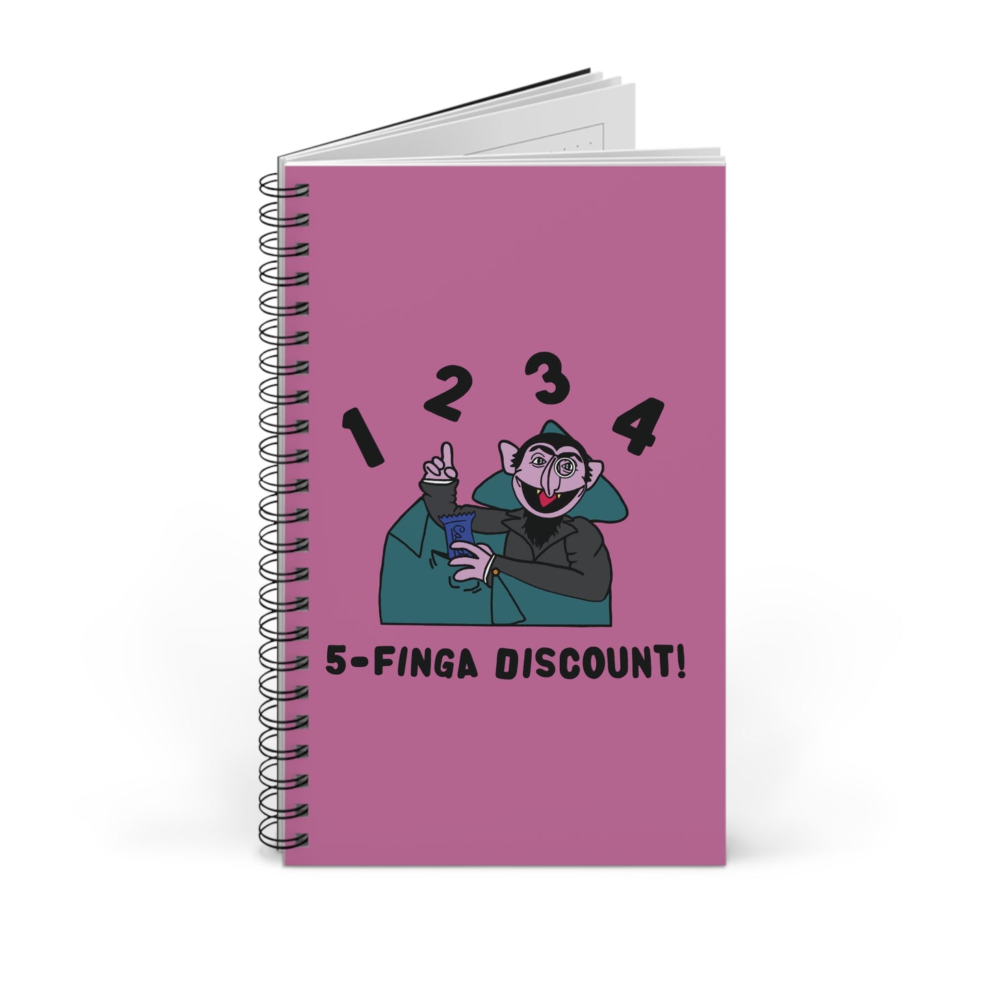 Five Finger Discount Notebook Light Pink - Sesame Street The Count Parody Notebook