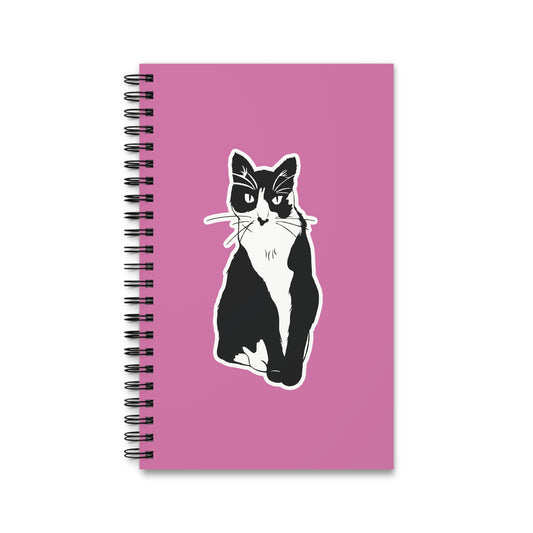 Cat Notebook in Light Pink (Sticker Style Cat) - Cat Spiral Notebook