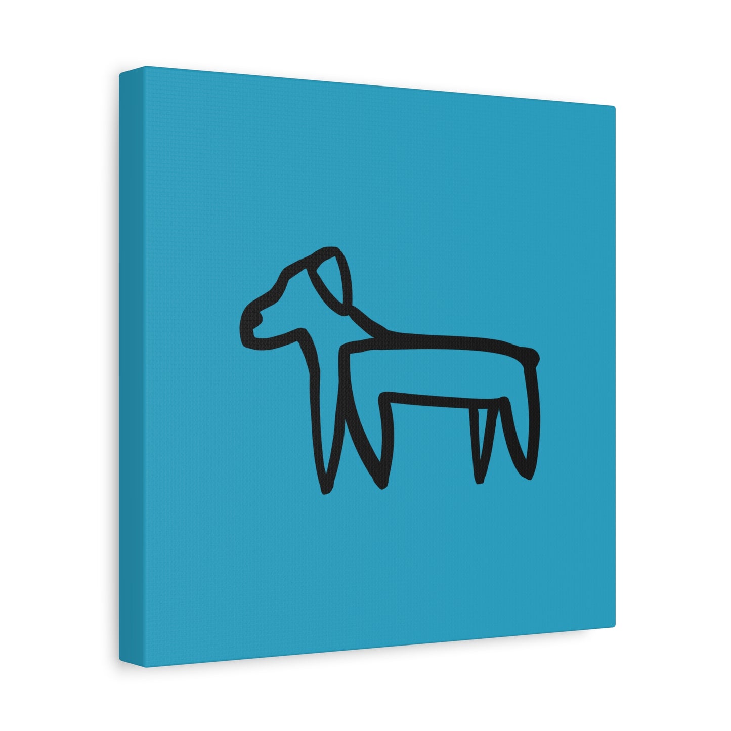 Dog Canvas Print on Turquoise (Transparent Style Black Dog) - Dog Drawing Canvas