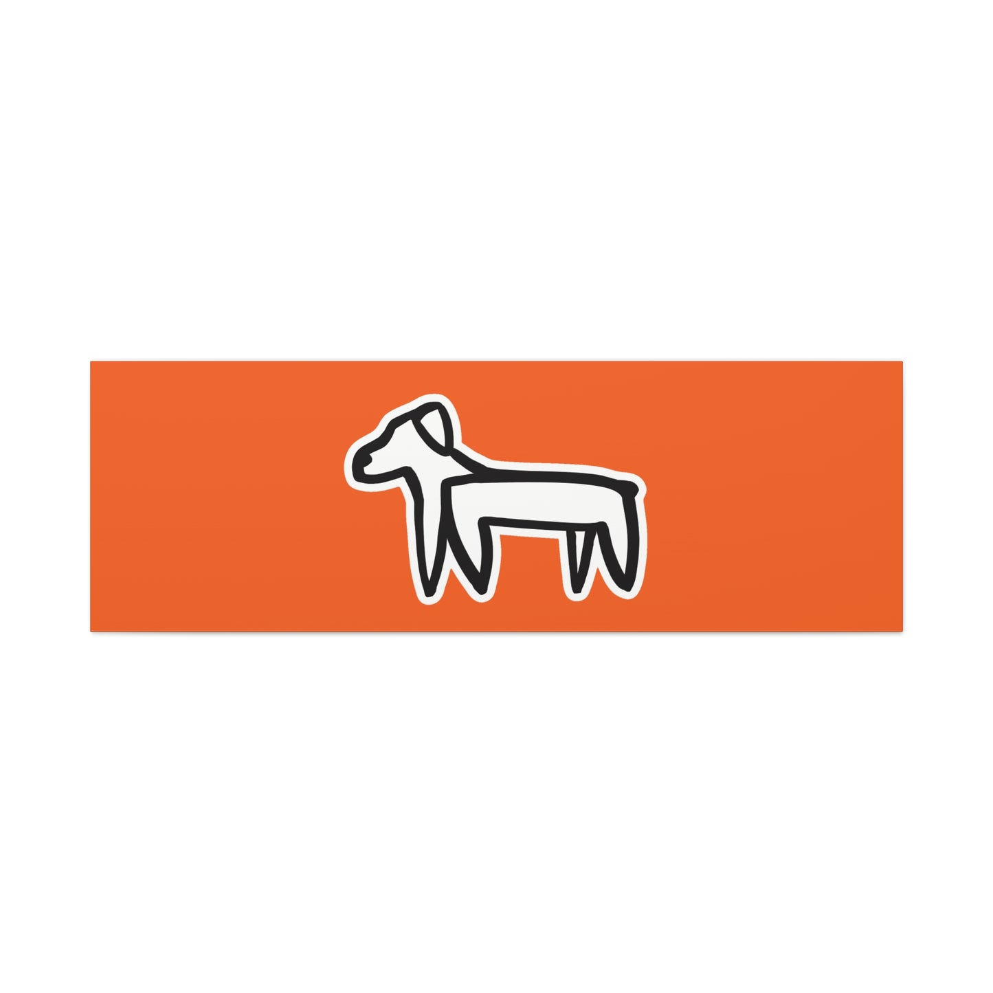 Dog Canvas Print on Orange (Sticker Style White Dog) - Dog Art Print