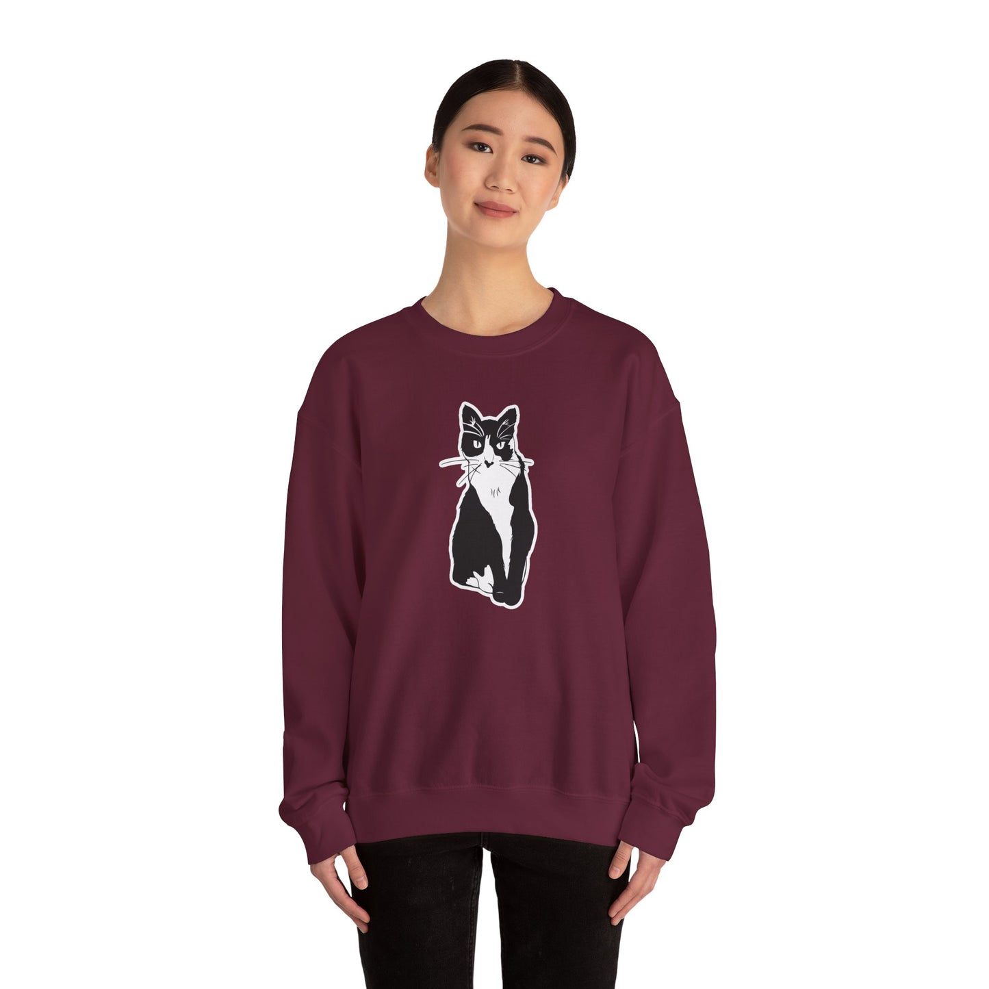 Cat Sweatshirt (Sticker Style Cat) - Cat Drawing Sweatshirt