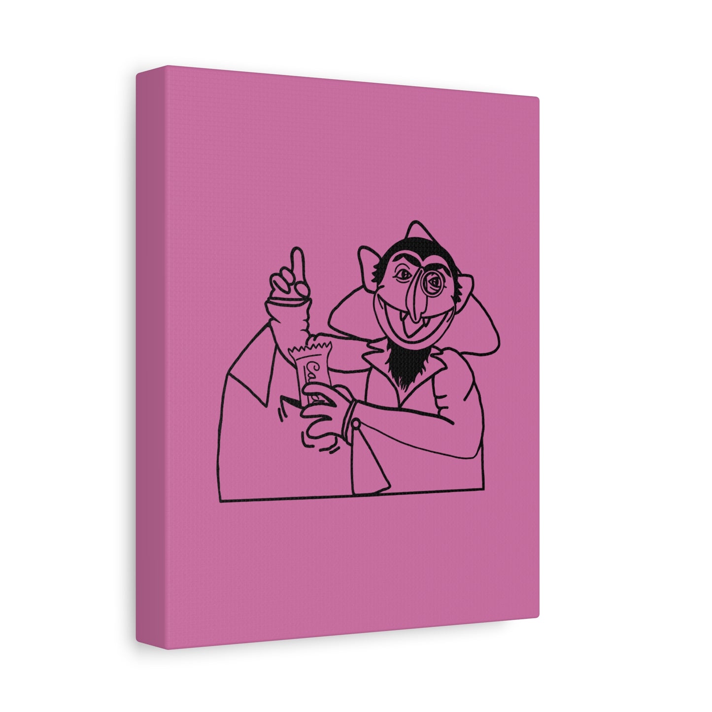 The Count Stealing Candy Outline Canvas Print Light Pink - Sesame Street The Count Parody Art