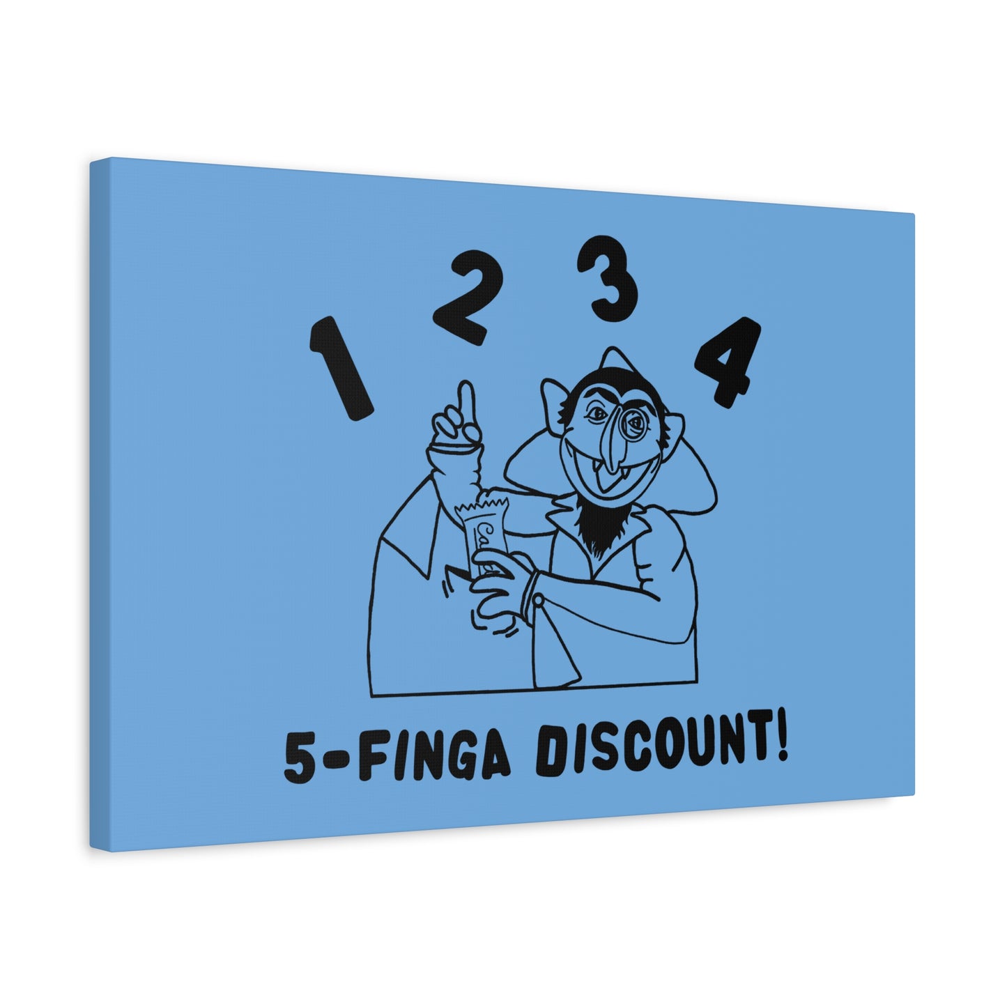 Five Finger Discount Outline Canvas Print Light Blue - Sesame Street The Count Parody Art Print