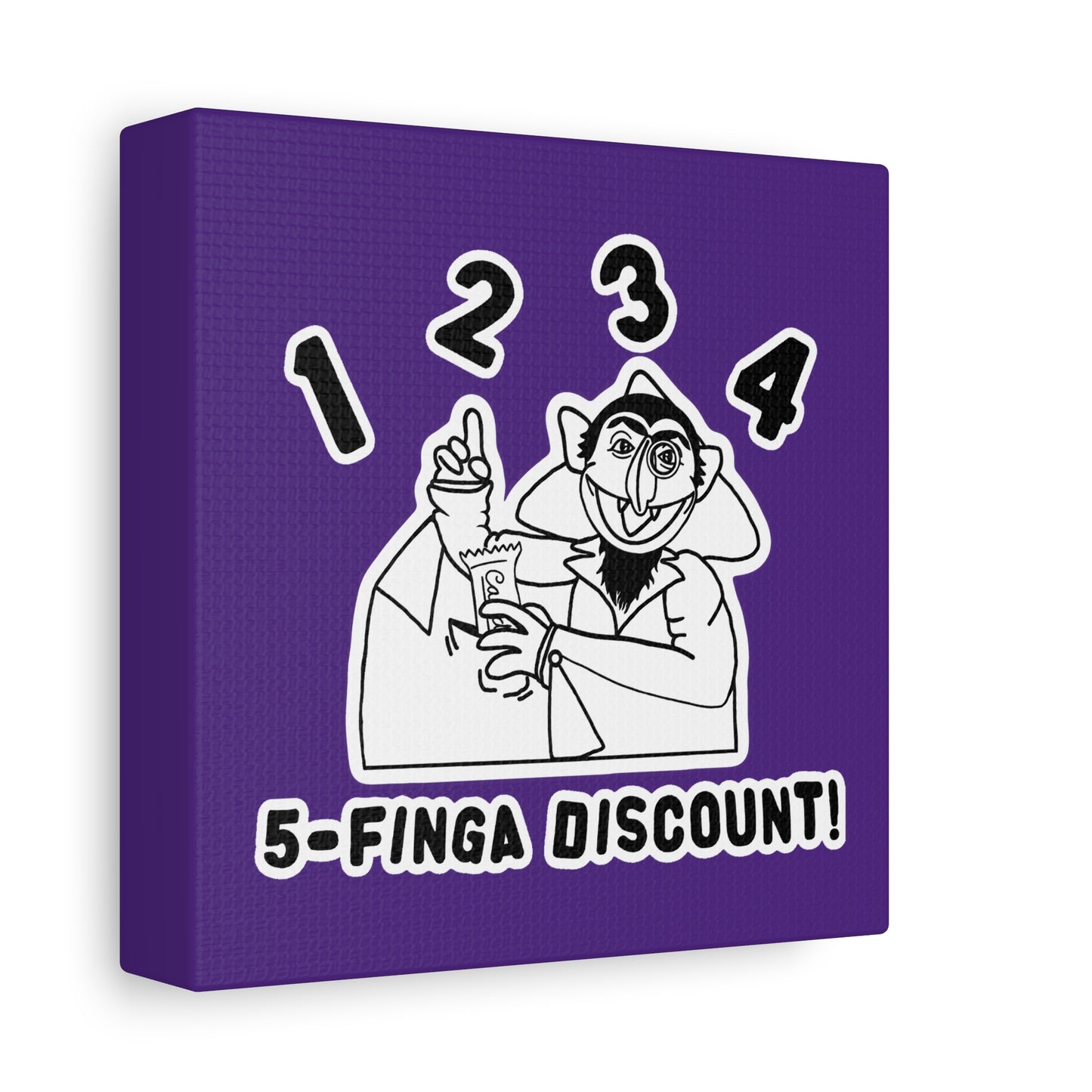 Five Finger Discount Outline Canvas Print Purple - Sesame Street The Count Parody Art Print