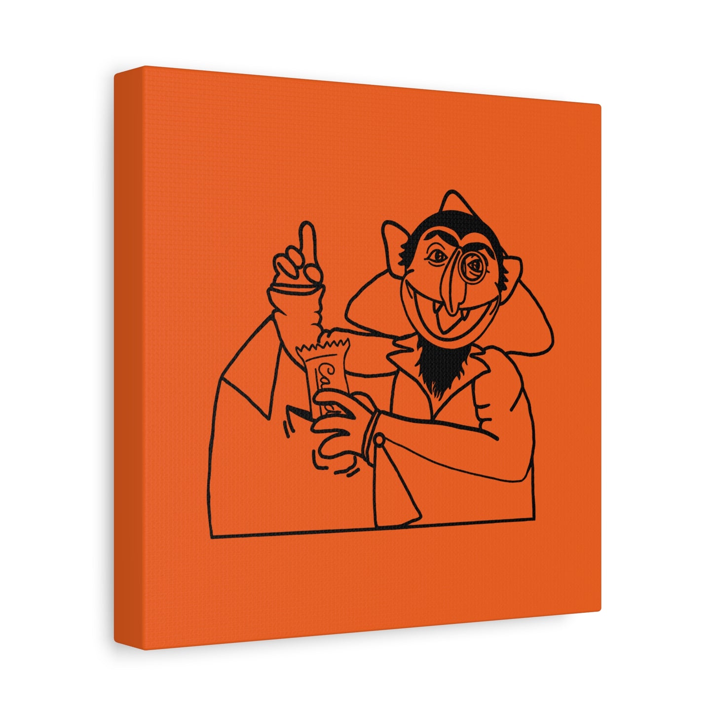 The Count Stealing Candy Outline Canvas Print Orange - Sesame Street The Count Parody Art Print