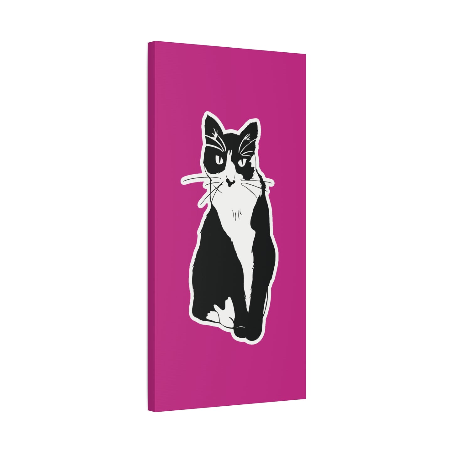 Cat Canvas on Pink (Sticker Style Cat) - Cat Drawing Art