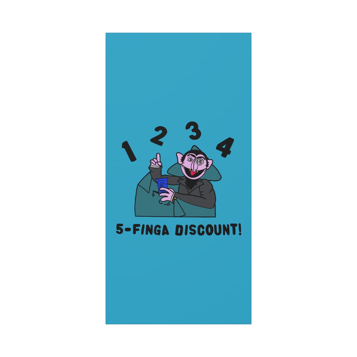 Five Finger Discount Canvas Print Turquoise - Sesame Street The Count Parody Art Print