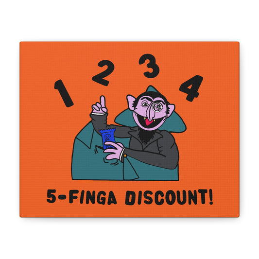 Five Finger Discount Canvas Print Orange - Sesame Street The Count Parody Art Print