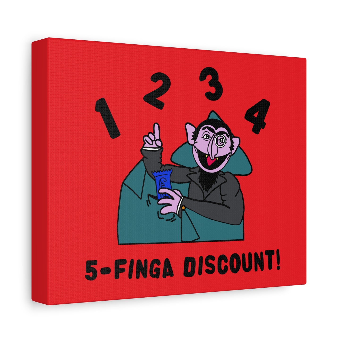 Five Finger Discount Canvas Print Red - Sesame Street The Count Parody Art Print
