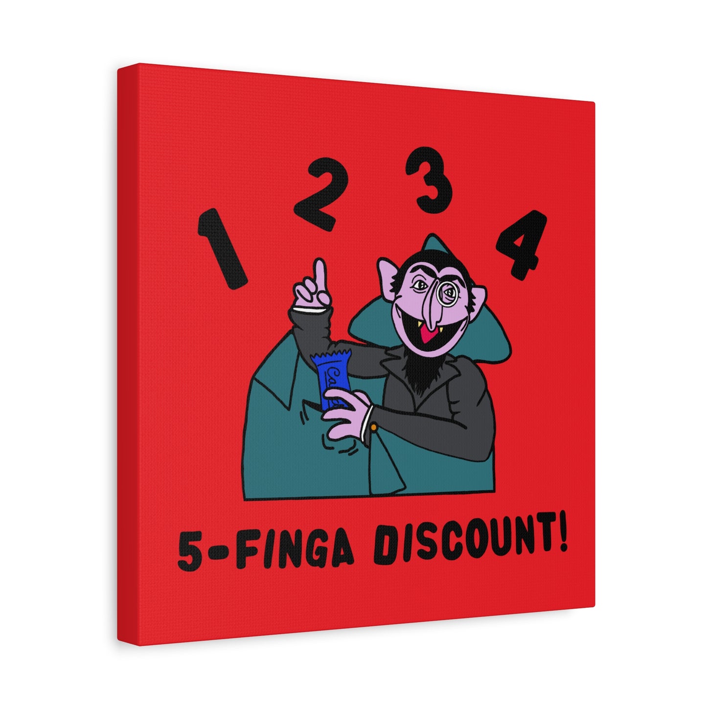 Five Finger Discount Canvas Print Red - Sesame Street The Count Parody Art Print