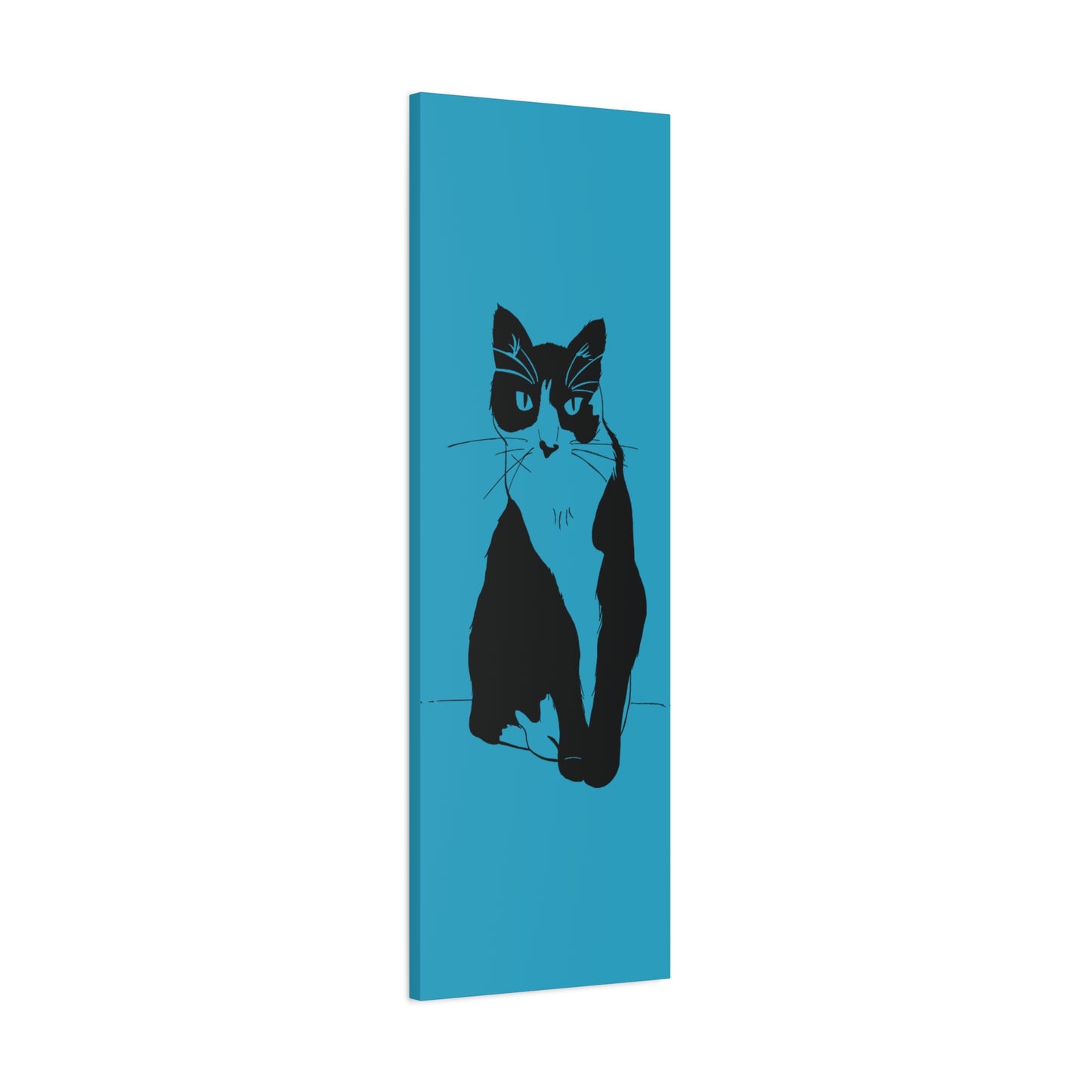 Cat Canvas Print on Turquoise (Transparent Style Cat) - Cat Drawing Art