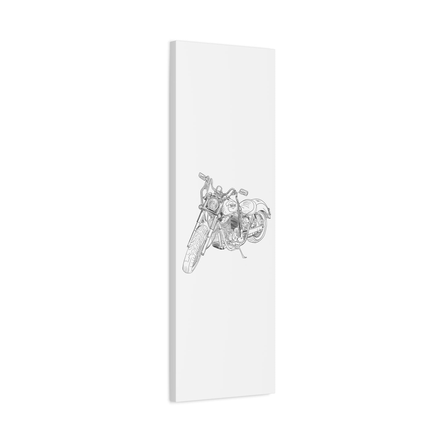 Harley Motorcycle Sketch Canvas Print - Black Ink on White Background
