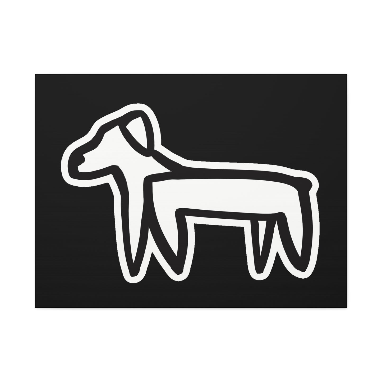 Dog Canvas Print on Black (Sticker Style Dog) - Dog Art Print