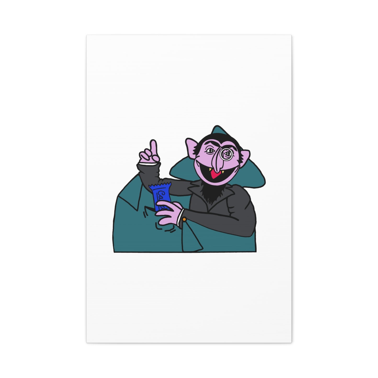 The Count Stealing Candy Canvas Print White - Sesame Street The Count Parody Art