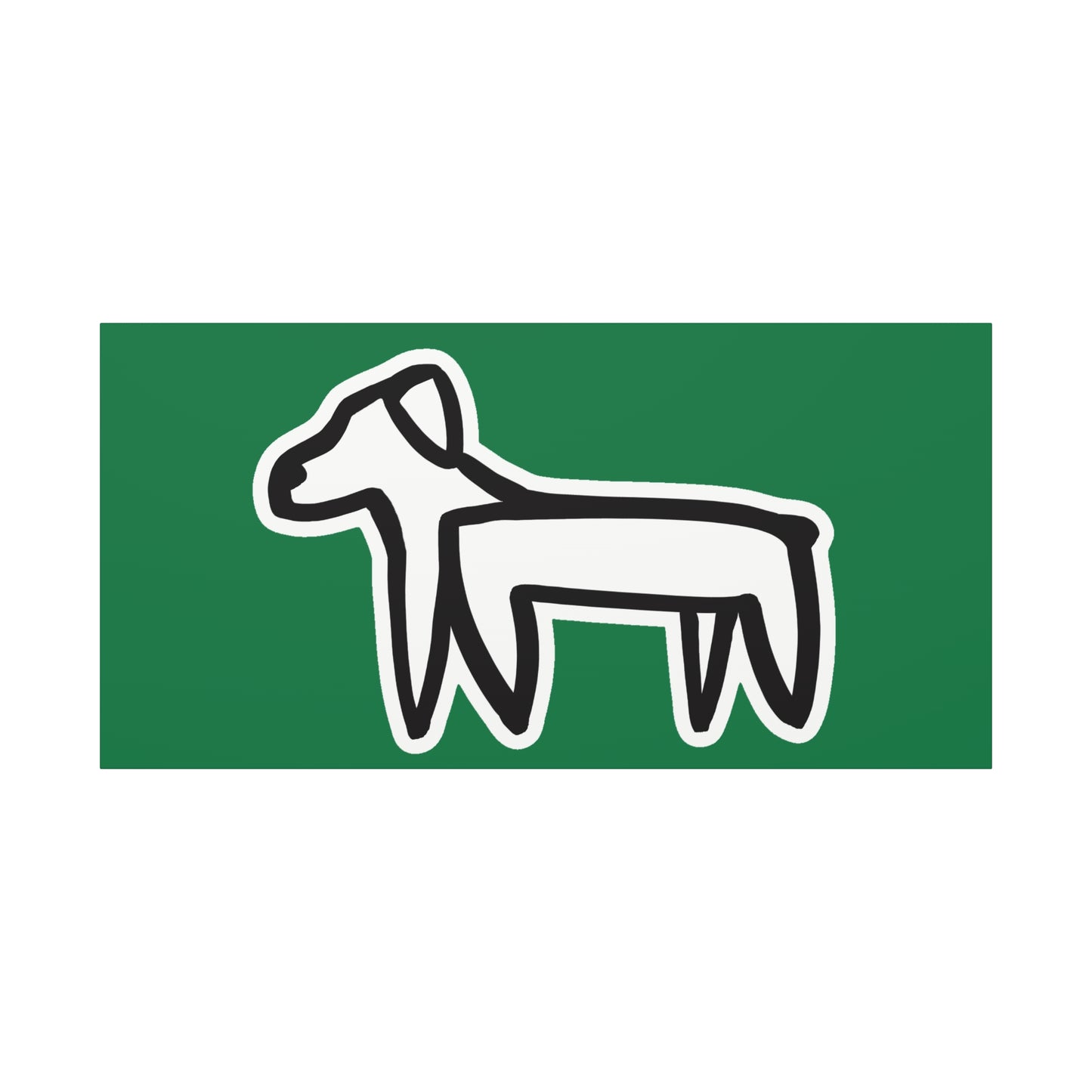 Dog Canvas Print on Green (Sticker Style White Dog) - Dog Art Print