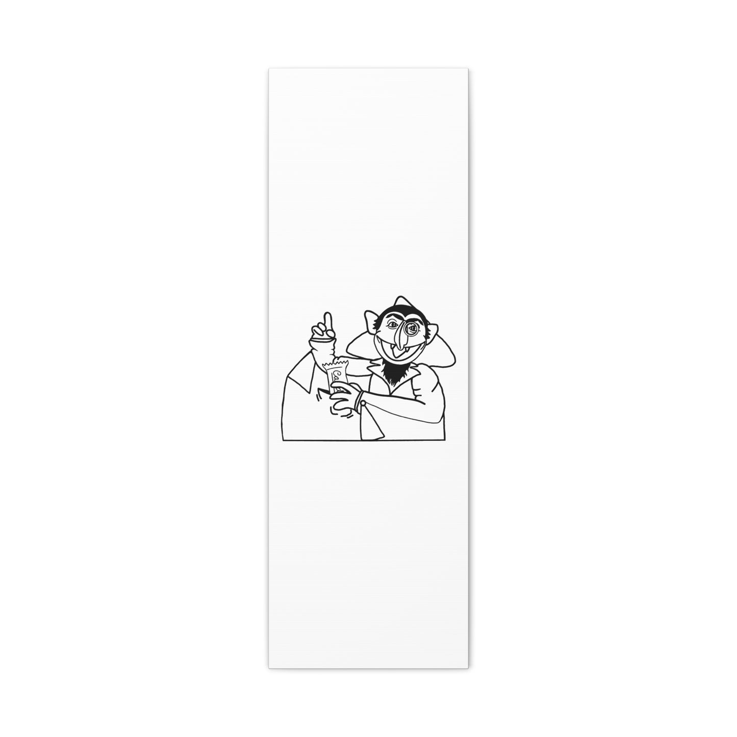 The Count Stealing Candy Outline Canvas Print White - Sesame Street The Count Parody Art