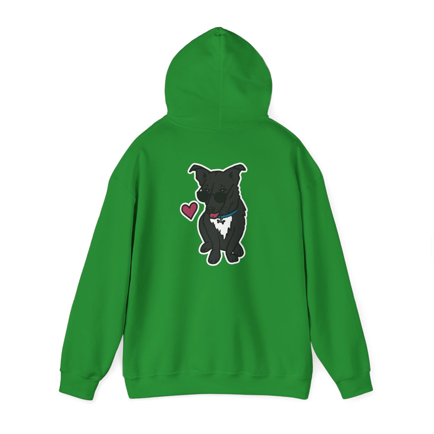 Nora the Dog Heart Hoodie Back Design (Sticker Style Nora) - Nora Hooded Sweatshirt