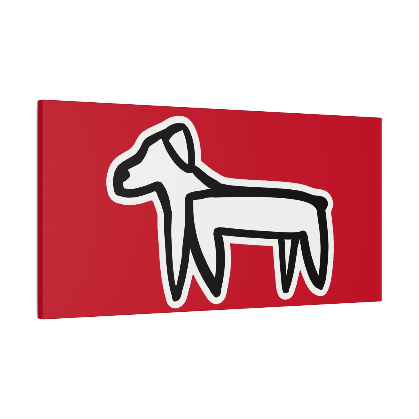 Dog Canvas Print on Red (Sticker Style White Dog) - Dog Art Print