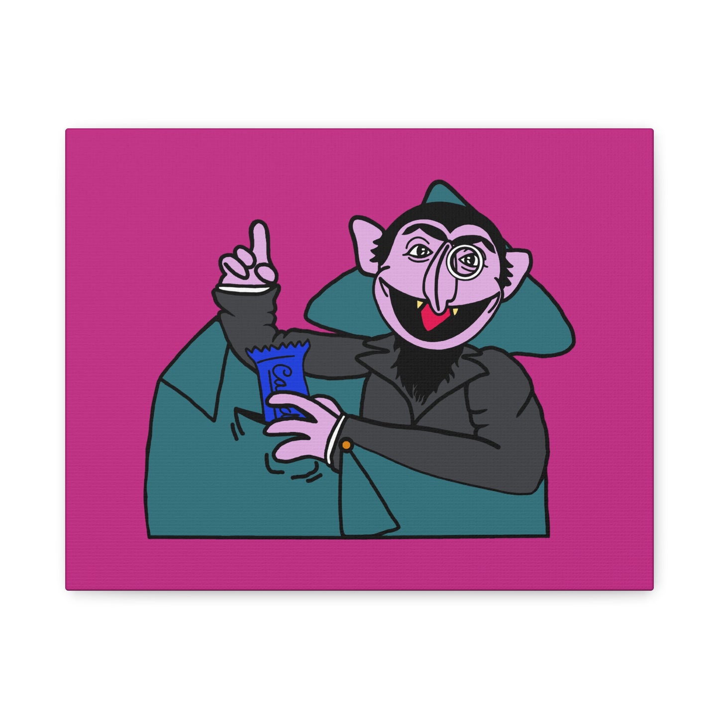 The Count Stealing Candy Canvas Print Pink - Sesame Street The Count Parody Art