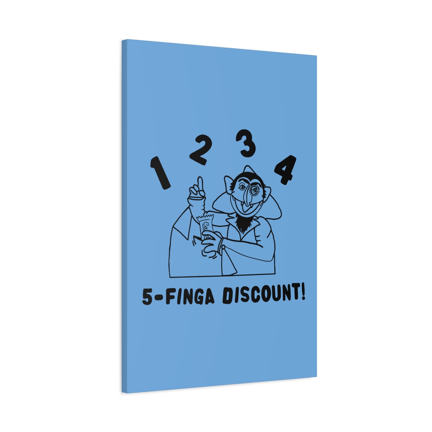 Five Finger Discount Outline Canvas Print Light Blue - Sesame Street The Count Parody Art Print