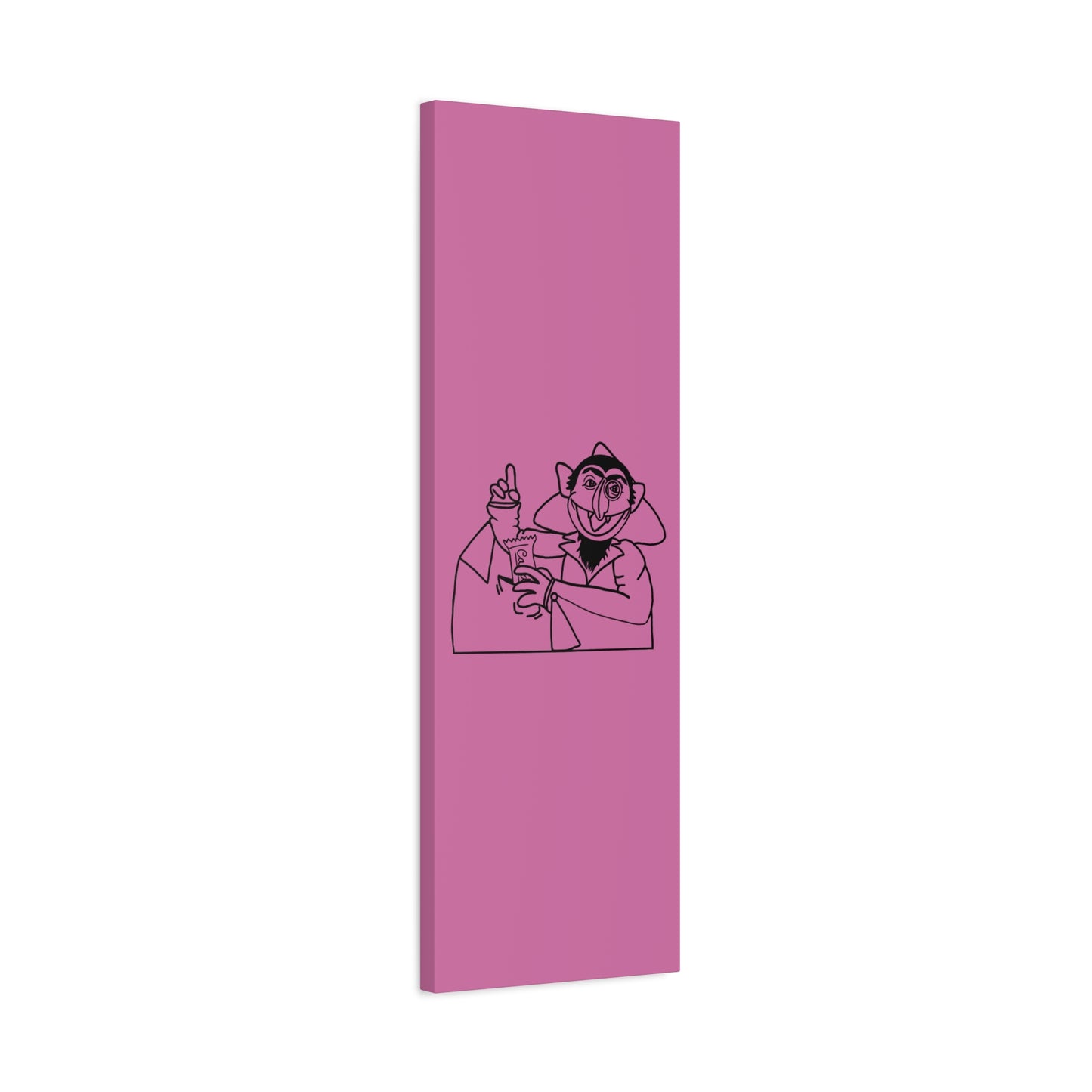 The Count Stealing Candy Outline Canvas Print Light Pink - Sesame Street The Count Parody Art