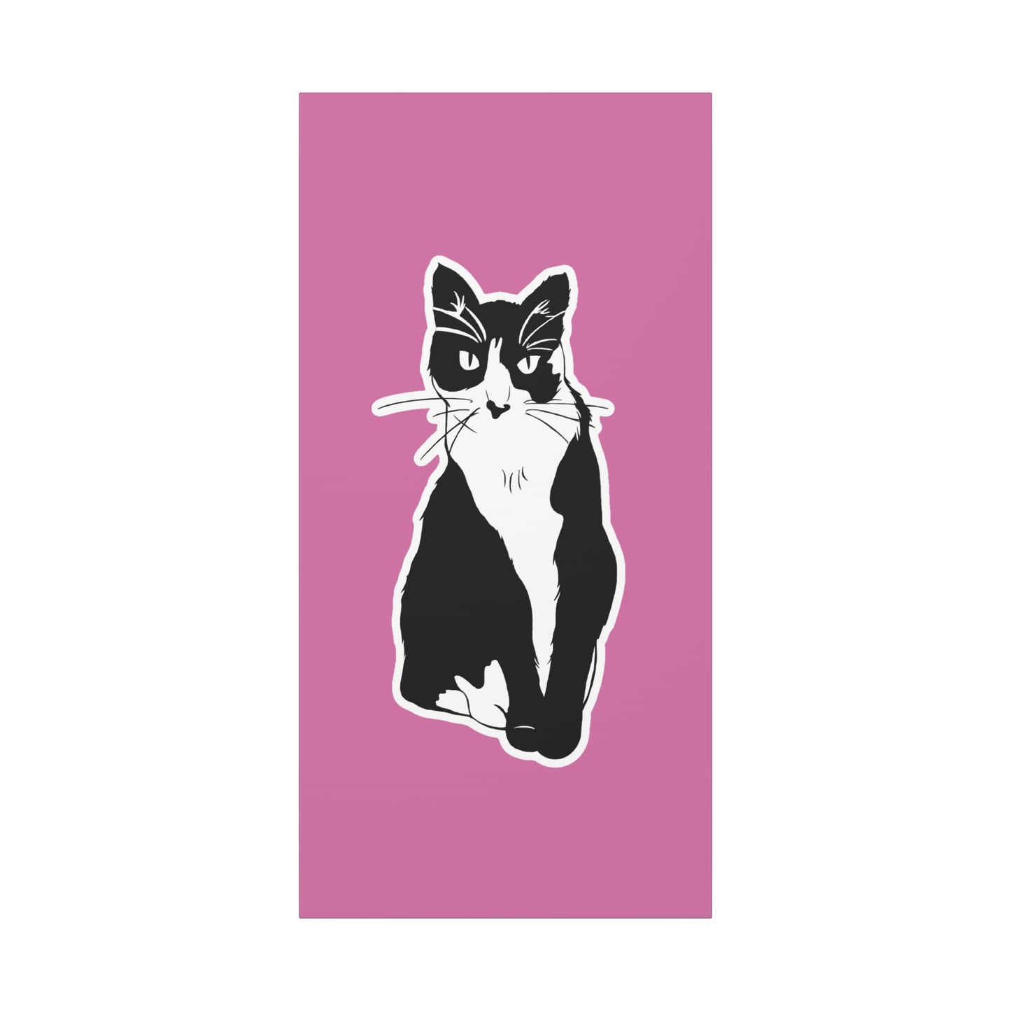 Cat Canvas on Light Pink (Sticker Style Cat) - Cat Drawing Art