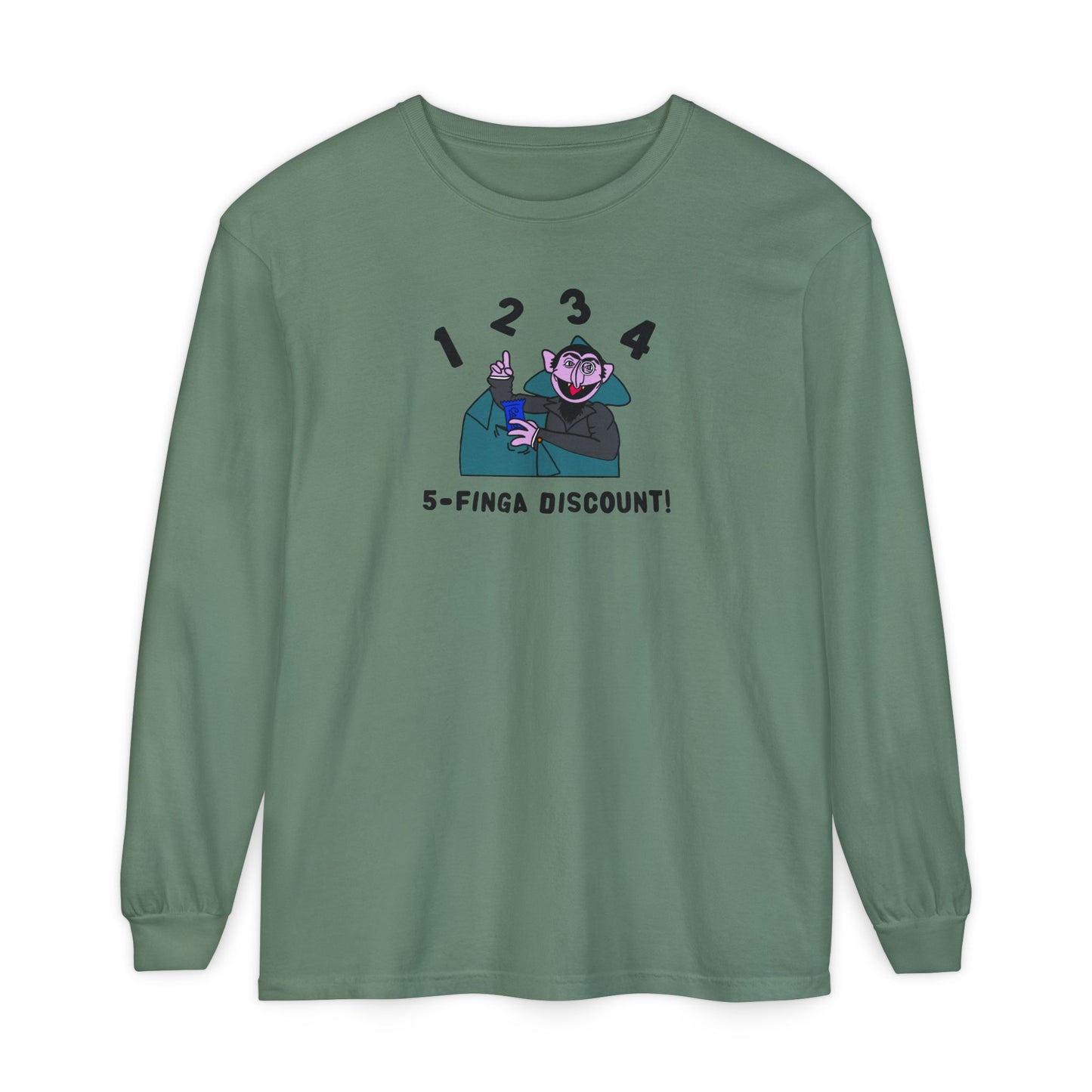 Five Finger Discount Long Sleeve Tee - Sesame Street The Count 5-Finger Discount Shirt