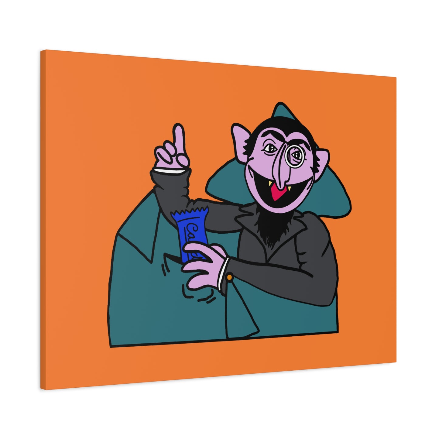 The Count Stealing Candy Canvas Print Orange - Sesame Street The Count Parody Art