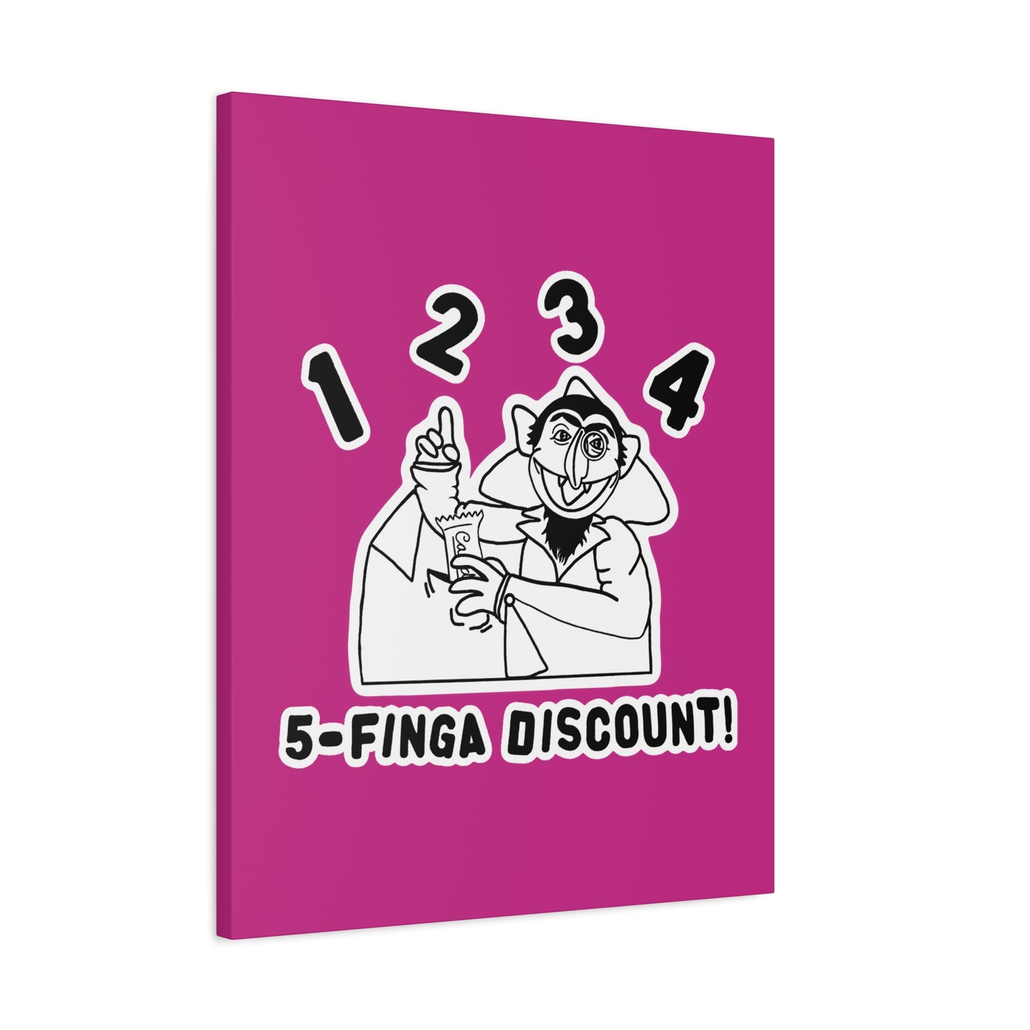 Five Finger Discount Outline Canvas Print Pink - Sesame Street The Count Parody Art Print