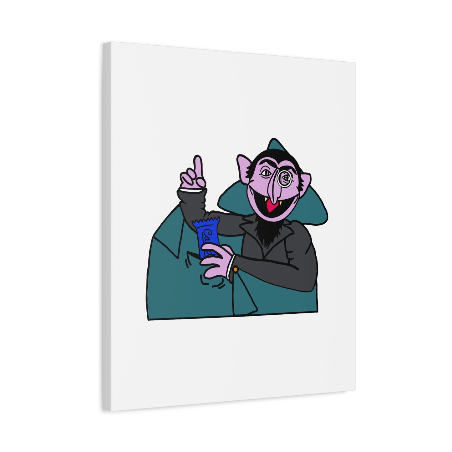 The Count Stealing Candy Canvas Print White - Sesame Street The Count Parody Art