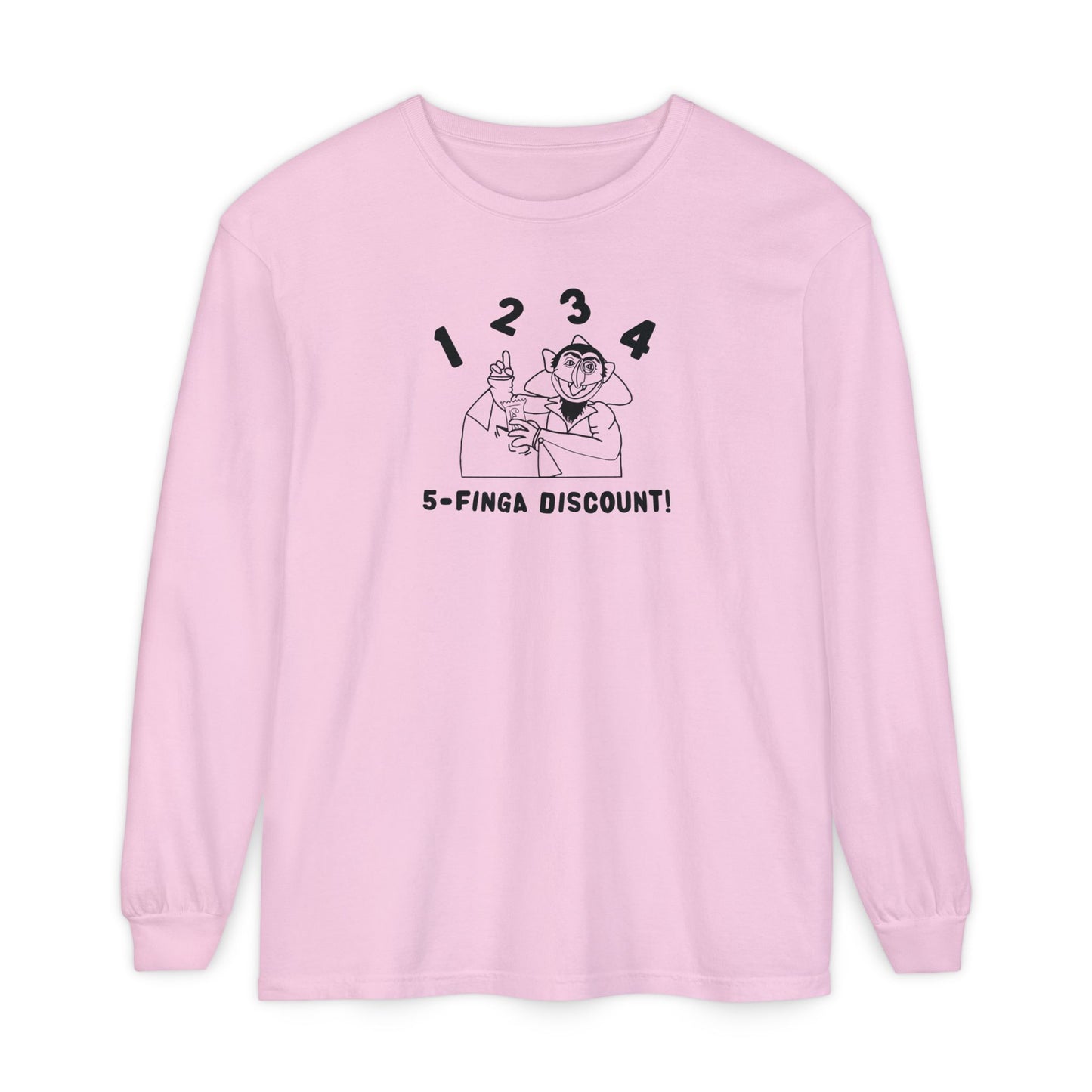 Five Finger Discount Outline Long Sleeve Tee - Sesame Street The Count Parody Shirt