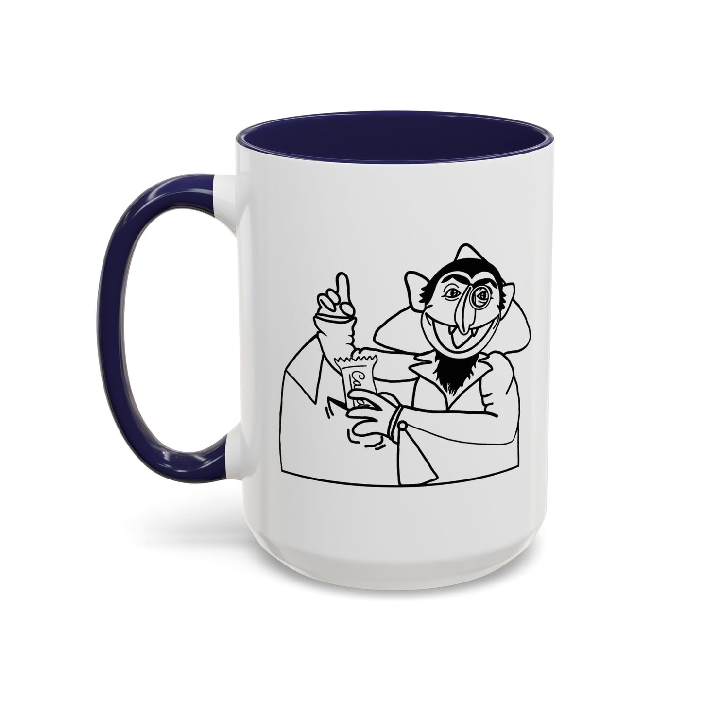 The Count Stealing Candy Outline Accent Mug - Sesame Street The Count Parody Coffee Mug