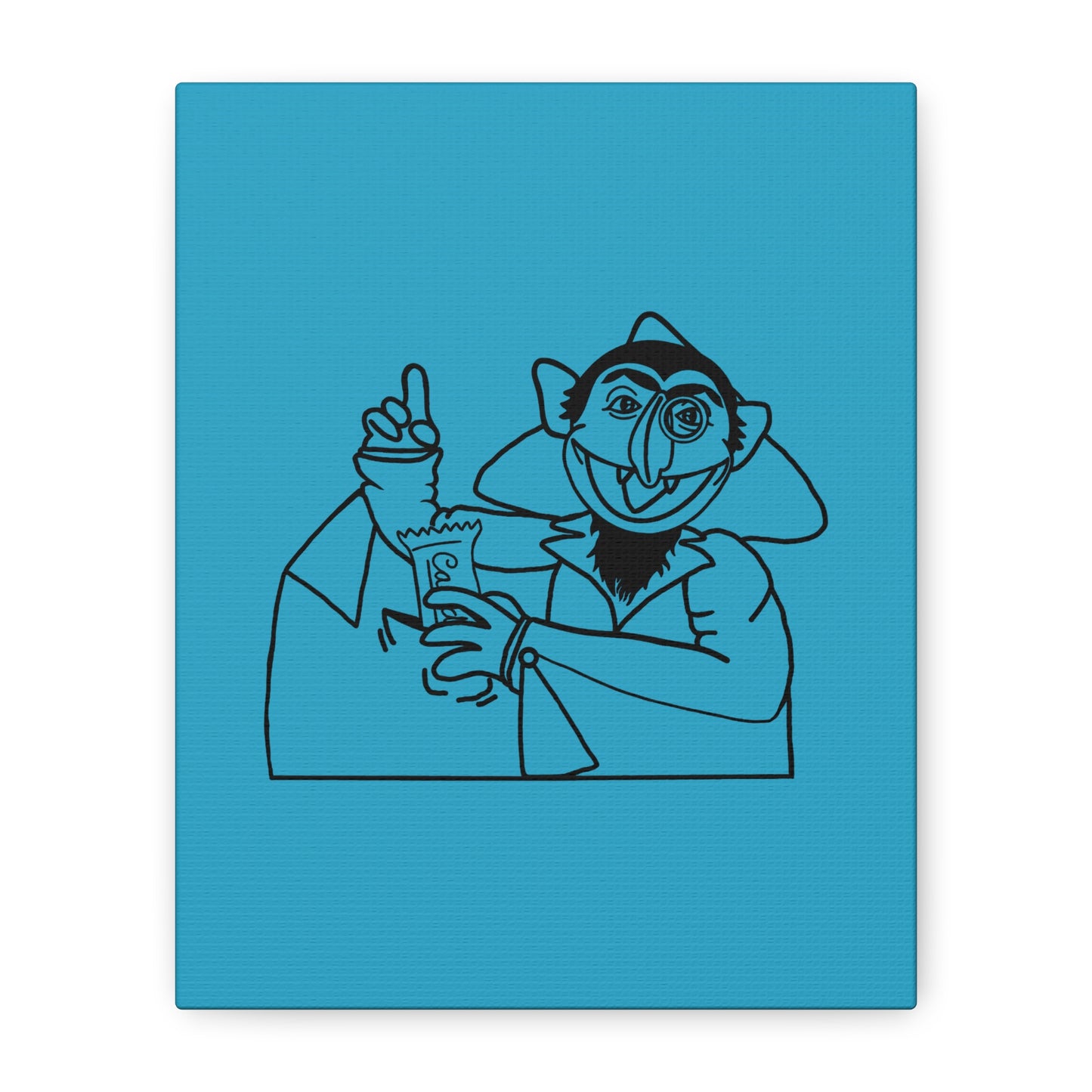 The Count Stealing Candy Outline Canvas Print Turquoise - Sesame Street The Count Art Print