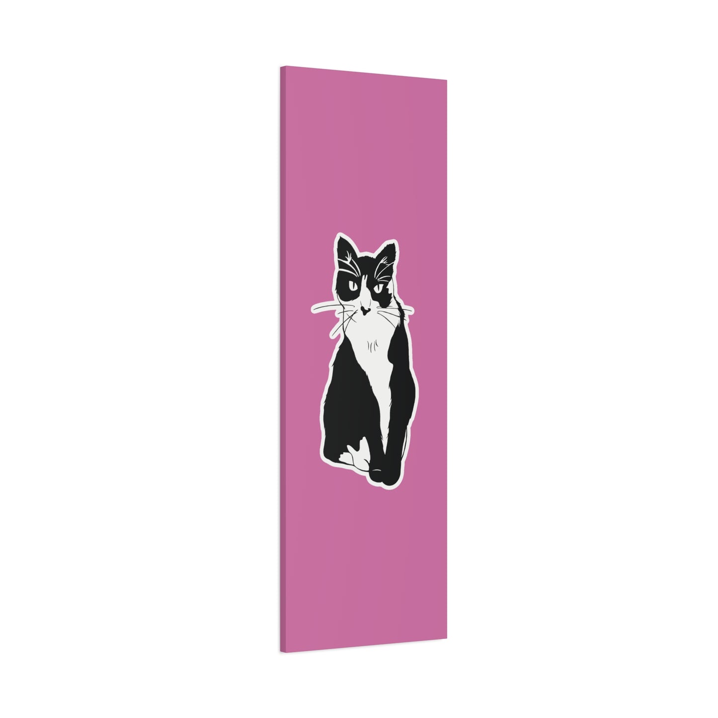 Cat Canvas on Light Pink (Sticker Style Cat) - Cat Drawing Art