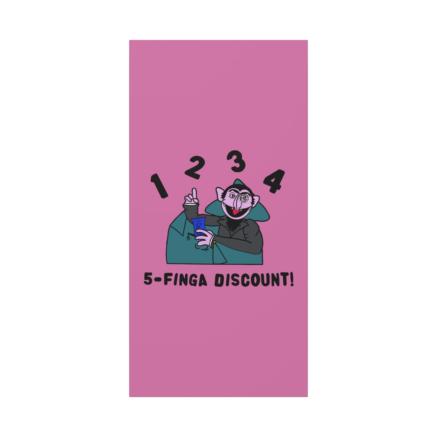 Five Finger Discount Canvas Print Light Pink - Sesame Street The Count Parody Art Print