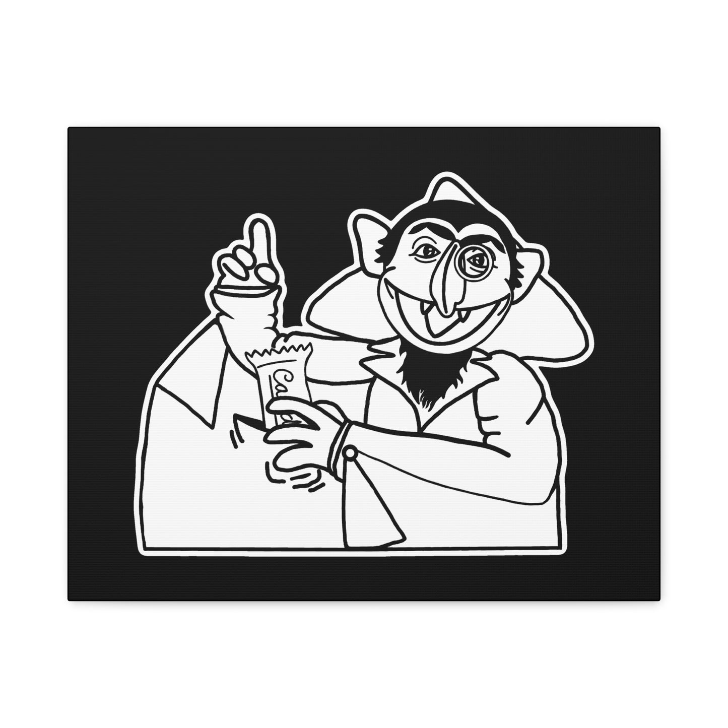 The Count Stealing Candy Outline Canvas Print Black - Sesame Street The Count Parody Canvas Art