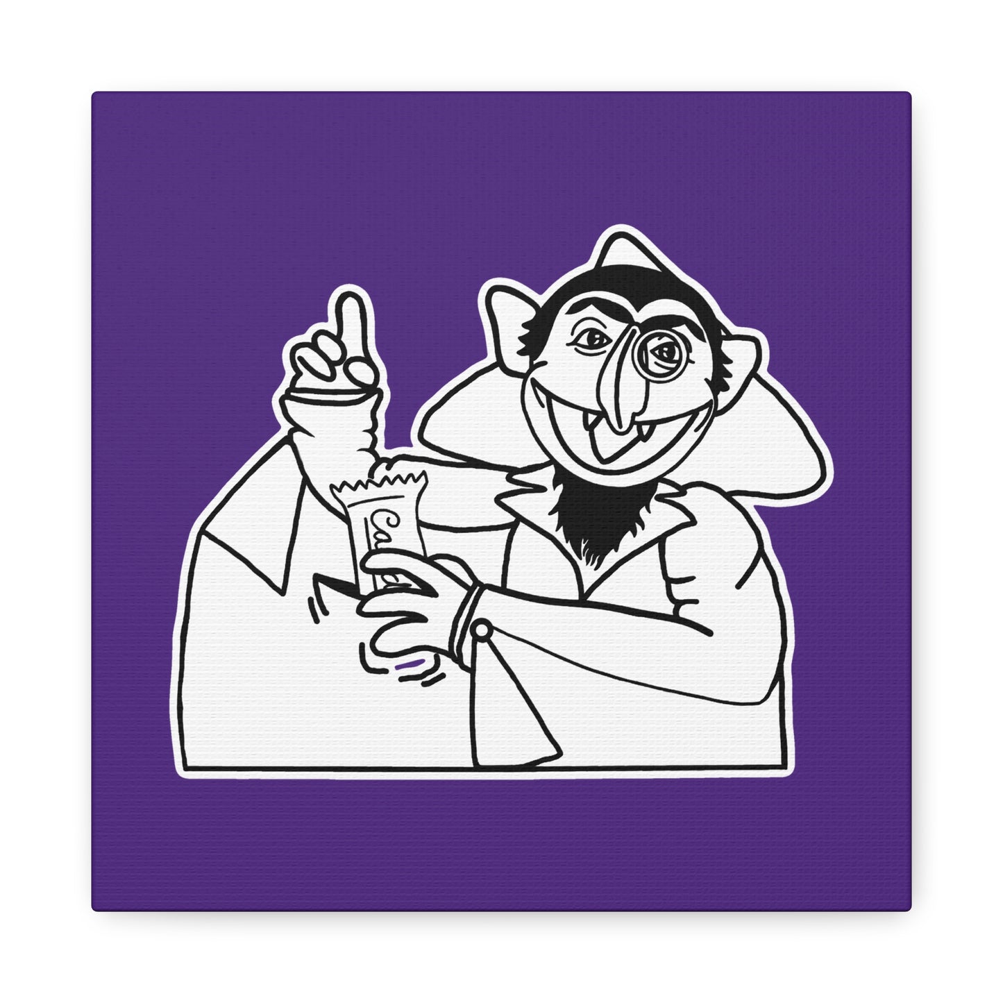 The Count Stealing Candy Outline Canvas Print Purple - Sesame Street The Count Parody Art