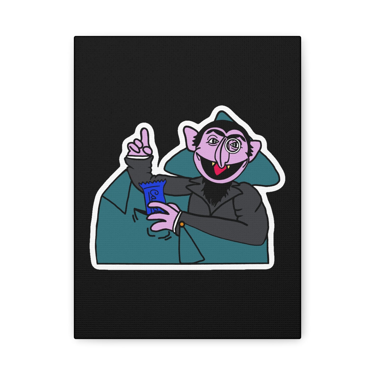 The Count Stealing Candy Canvas Print Black - Sesame Street The Count Parody Art