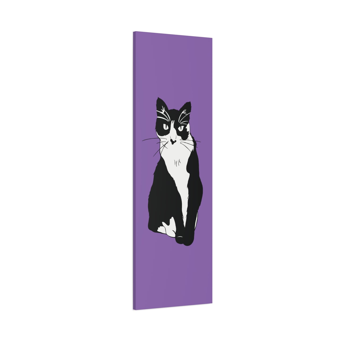 Cat Canvas on Light Purple (B&W Style Cat) - Cat Drawing Art