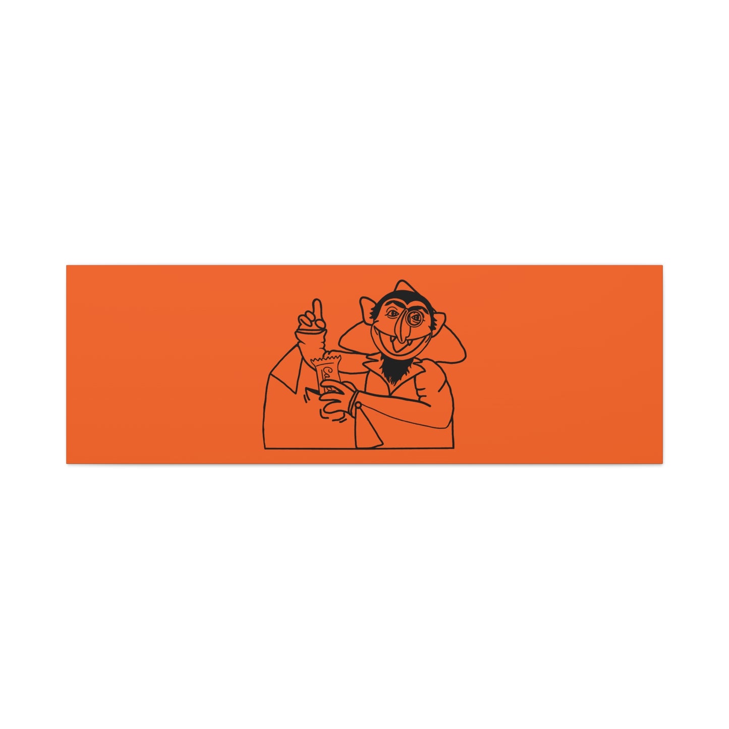 The Count Stealing Candy Outline Canvas Print Orange - Sesame Street The Count Parody Art Print