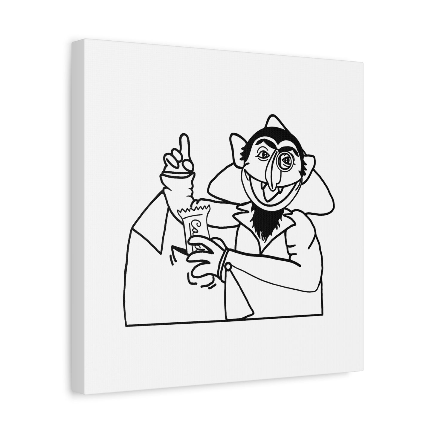 The Count Stealing Candy Outline Canvas Print White - Sesame Street The Count Parody Art