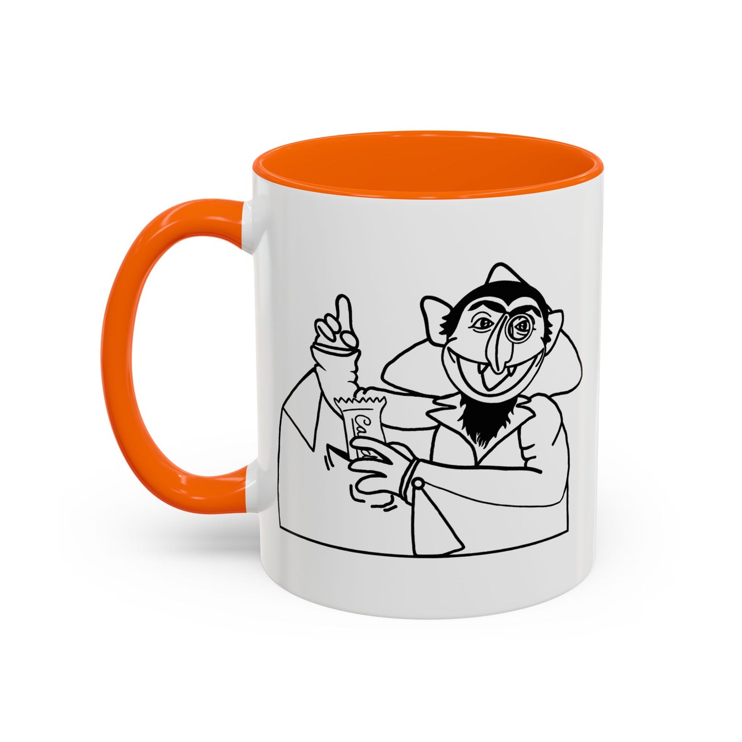 The Count Stealing Candy Outline Accent Mug - Sesame Street The Count Parody Coffee Mug