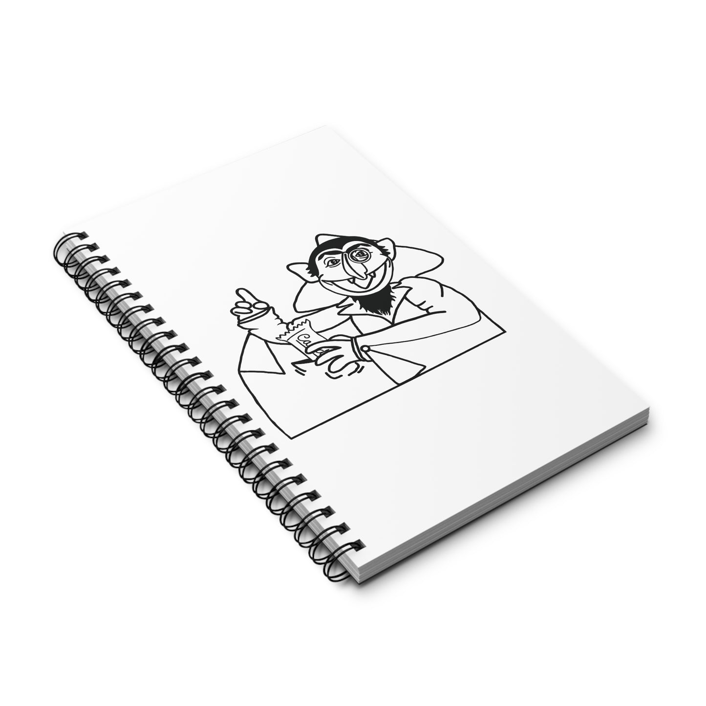 The Count Stealing Candy Outline Notebook White - Sesame Street The Count Parody Spiral Notebook