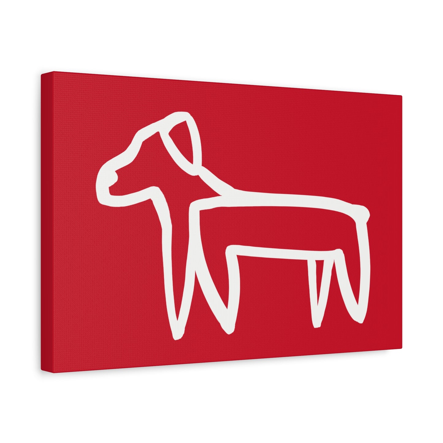 Dog Canvas Print on Red (Transparent Style White Dog) - Dog Art Print
