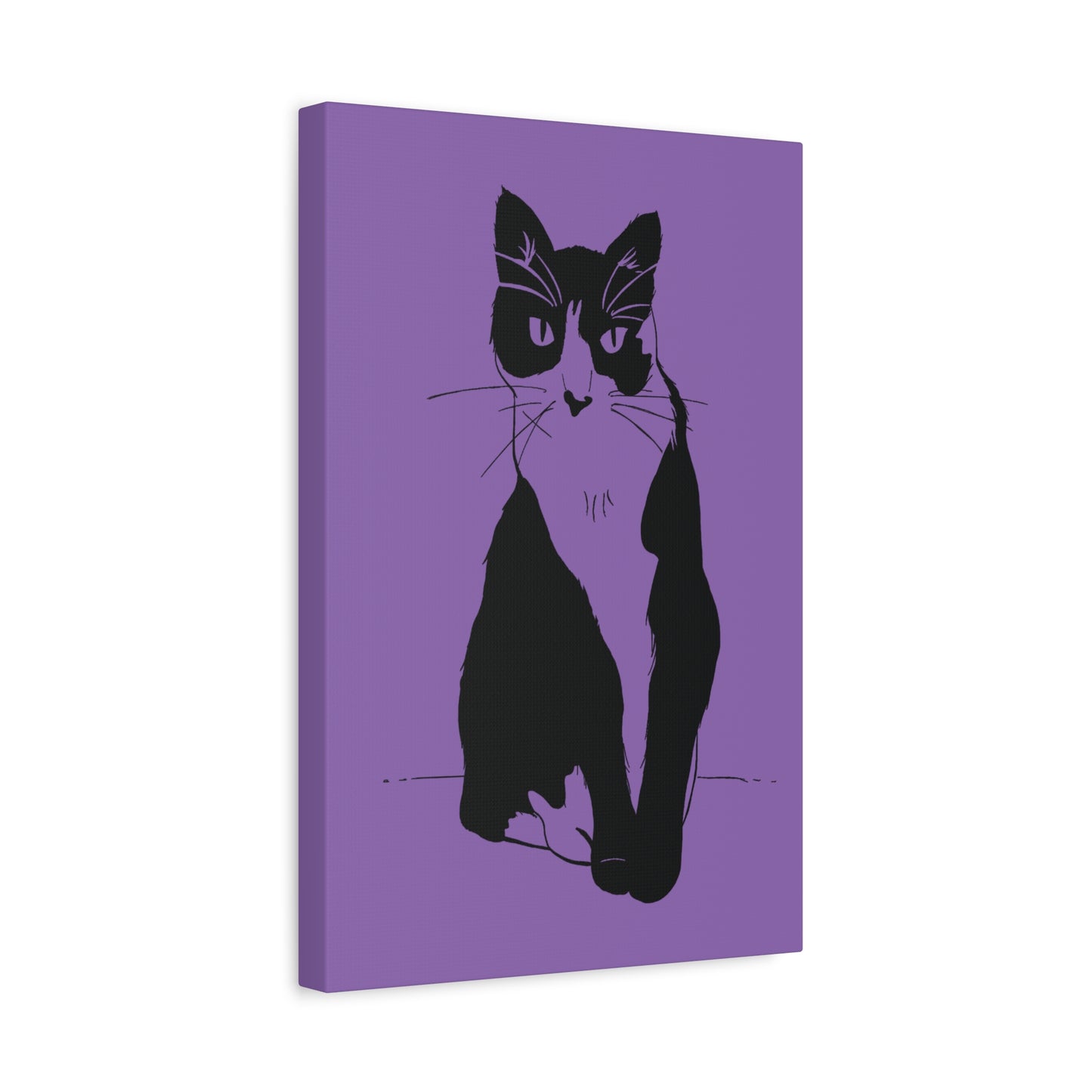 Cat Canvas Print on Purple (Transparent Style Cat) - Cat Drawing Art