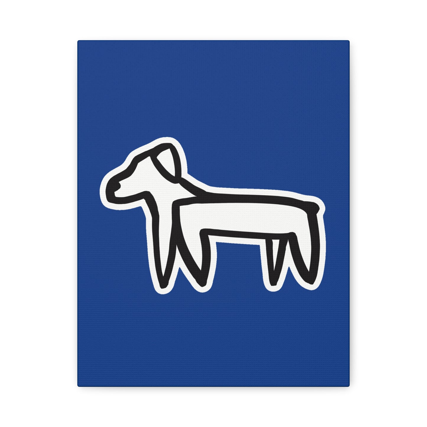 Dog Canvas Print on Blue (Sticker Style White Dog) - Dog Drawing Wall Art