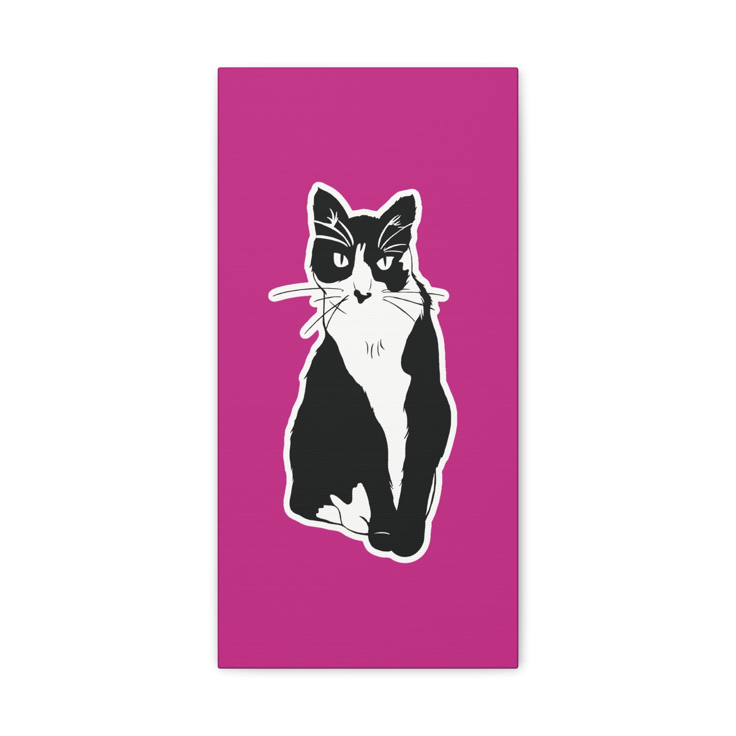 Cat Canvas on Pink (Sticker Style Cat) - Cat Drawing Art